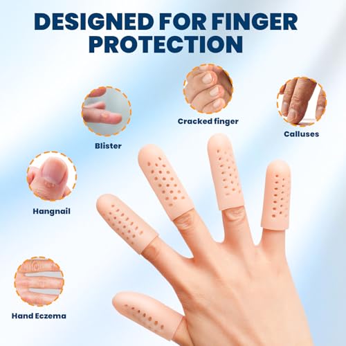 Silicone Finger Protectors - 16 PCS Breathable Finger Cots | Silicone, Breathable Design, Soft Finger Covers for Fingertip & Thumb Protection, Daily Friction Support (Beige)