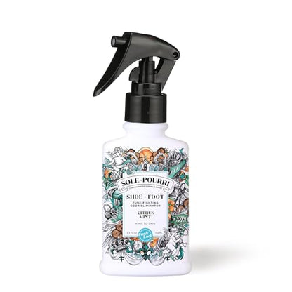 Sole-Pourri Shoe Deodorizer + Foot Spray, 3.4 Fl Oz, Up to 150 Uses, Funk-Fighting Odor Freshener with Essential Oils, for Smelly Shoes, Feet & Gym Bags, Citrus & Mint Scent - size: 1 Ounce (Pack of 1), style: Citrus Mint