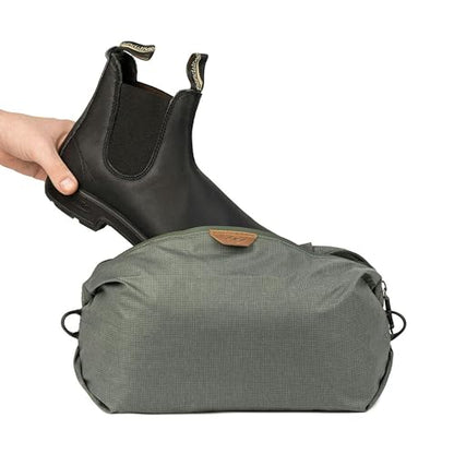 Peak Design Shoe Pouch, Sage, Ultralight Travel Organizer Bag for Shoes or Other Items, Weatherproof Shell, Packs into Itself, Fits 1–2 Pairs of Shoes, Works with Peak Design Travel Bags