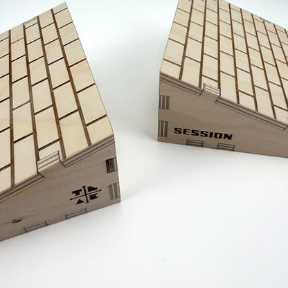 Teak Tuning x Session Wooden Fingerboard Ramp Kickers - 6 inches, 2-Pack of Obstacles, Brick Pattern Surface, Handmade in Rochester NY - style: 2 Pack - Brick Textured