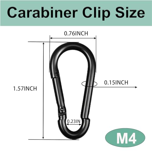 Heavy Duty Spring Snap Hook Carabiners, Galvanized Steel Quick Links, Spring Clips in Black & Silver, Multiple Sizes: 1.6Inch/2Inch/2.4Inch/3Inch/4Inch, for Swing Hammock Camping Keychain Outdoor - size: M4-120PCS, style: Black