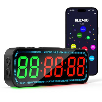 Gym Timer Clock Bluetooth App Controlled Magnetic Workout Interval Timer, Home Large LED Digital Display, Countdown Clock for Score Crossfit, Tabata, HIIT, EMOM, Boxing