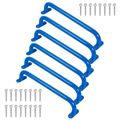 17'' Blue Playground Handles Indoor Kids Monkey Bars Ladders 6 Pack | Heavy Duty Solid Steel, Bright Color Smooth Glossy Powder Coated, Comfy Secure Handle Bar for Playset SwingSet Climbing Frame - color: Blue