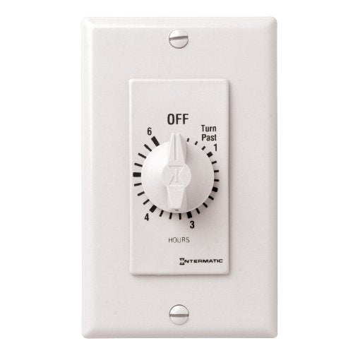 Intermatic FD6HW 6-Hour Spring-Loaded Auto-off Wall Timer for Fans and Lights, White - color: White, size: 6-Hour, style: Without Hold on Timer