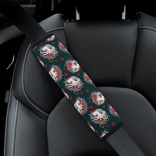 Universal Fit Seat Belt Shoulder Pad for Adult Use, Most Cars, 2 Pack Artistic Octopus Clouds Harness Pads Strap Pressure Relief - color: Pattern 281
