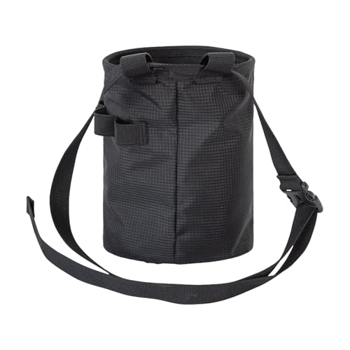 Rock Climbing Bag Gear | Gym Chalk Bag With Adjustable Waist Belt and Zippered Storage Pocket for Rock Bouldering Gymnastics Weightlifting Sports - color: Black