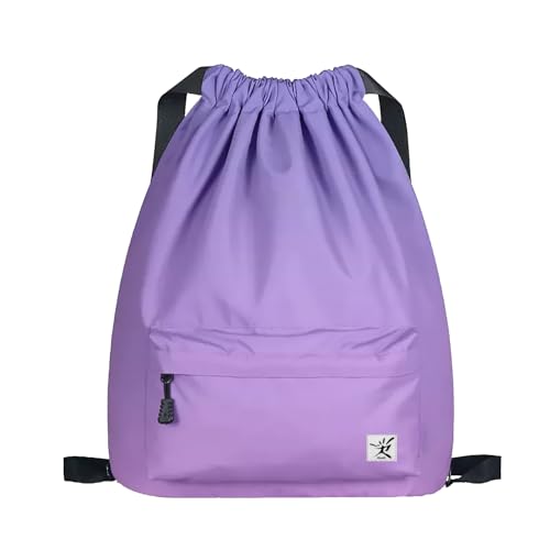 Waterproof Drawstring Bag, Gym Bag Sackpack Sports Beach Backpack for Men Women - color: Gradient Purple