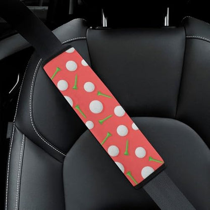 Soft Padded Car Seat Belt Pad for Child, Most Cars, 2 Piece Pink White Polka Dot Golf Seat Belt Cushion Comfortable Driving - color: Pattern 534