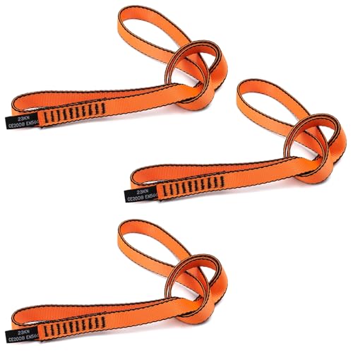 18MM Nylon Climbing Sling Runner 23KN CE2008/EN566 Strong Webbing Straps for Rock Climbing,Mountaineering, Rappelling, Swing, Yoga Hammock etc - color: Orange, size: 60cm/ 24inch |Pack of 3