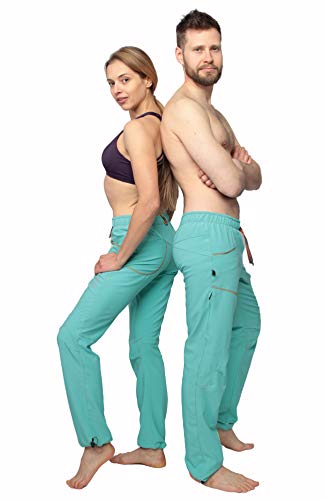 Rock Climbing Pants for Men & Women, Lightweight Stretch, Durable & Breathable, Precision Fit for Climbing, Hiking, Training - color: Turquoise, size: X-Small Long