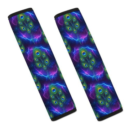 2 Pack Peacock Galaxy Purple Blue Car Seat Straps Shoulder Pads Universal Soft and Comfortable Seat Belt Cushion for Adults and Children, Stroller Pushchair High Chair - color: Pattern 353