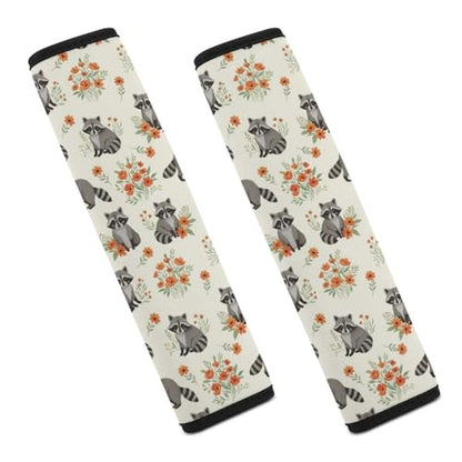 1 Pair Soft Padded Seat Belt Cover for Child, Most Cars, Flower Animal Raccoon Shoulder Harness Cover, Neck and Shoulder Support - color: Pattern 1127
