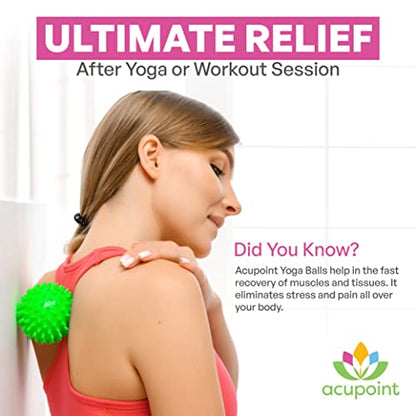 Acupoint Physical Massage Therapy Lacrosse Ball Set Ideal for Yoga Deep Tissue Massage Trigger Point Therapy and Myofascial Release Physical Therapy Back Foot Plantar Fasciitis (Spiky Ball) - style: Spiky Ball
