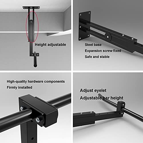 Pull-Up Bars Wall-Mounted Chin Up Bar, Hallway Bedroom Ceiling Fitness Bar, Home Gym Arm Core Training Fitness Bar, Load 300kg