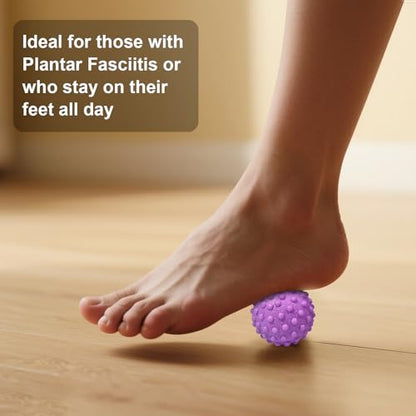 Massage Ball Set, Plantar Fasciitis Relief Foot Pain Therapy - Trigger Point, Heel Spur, Sore Muscle- Back, Arm, Neck, Shoulder, Leg Circulation Roller - color: 3 Purple Massage Set