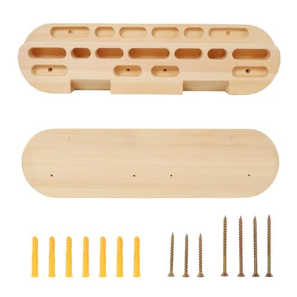 Climbing Hangboard for Rock Climbing Training – Wooden Fingerboard with Multi-Grip Design – Strengthen Fingers & Grip – Easy Mount for Home & Gym - color: Brown 1