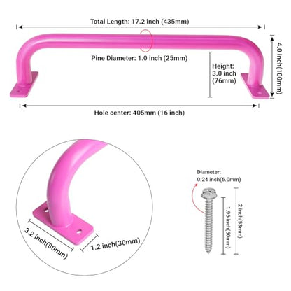 ESPETS 17 Inch 6 Pieces Pink Outdoor Metal Safety Playground Handles | Swing Set Attachment Grab Handle, Weather-resistence Playset Accessories Hand Grips, Indoor Monkey Bars - color: Pink -6 Pcs
