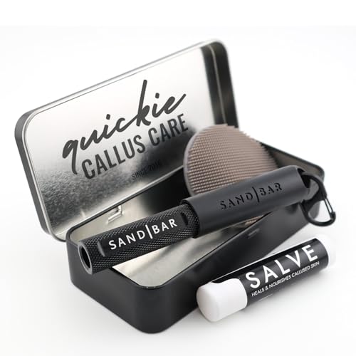 SandBar Callus Removal, Hand Callus Remover Salve Balm Stick for Working Hands, Lightweight Dead Skin Remover Tool Grit Surface, Knurled Handle, Magnetic Cap Hand File 4" - Black - color: Black