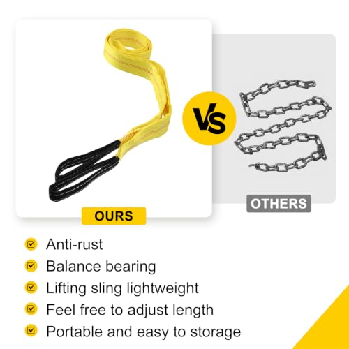 Pindex 2 Pack 2" x 8' Upgrade Web Lifting Sling & 1/2" D Ring Shackle 13000 Lbs Breaking Force 3500 Lbs Pulling Forces Lift Sling Straps for Rocks Trees Mowers Tool in Trailers Tractors Trucks, Yellow - size: 2" x 8' & Ring Shackle