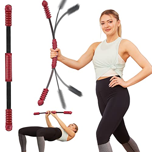 Elastic Fitness Bar, Shoulder,Core Strength Training Equipment | Patented Bar for Full Body Cardio, Muscle Tone & Fat Burn. Polymer Build, Safe & Durable. Rehab, Postpartum, All Ages. - color: Red