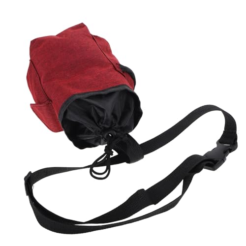 Toyvian Rock Climbing Chalk Bag with Belt and Zippered Pocket, Burgundy Chalk Pouch for Bouldering, Gymnastics, and Weightlifting Accessories