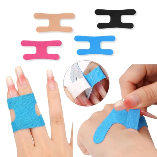 20 Pack Precut Finger Tape Kinesiology Tape 4 Colors Finger Support Tape Breathable Elastic Pre-Cut Golf Wrap Finger Tapes Strips for Finger Joint Pain Relief Arthritis Baseball Soccer Sports