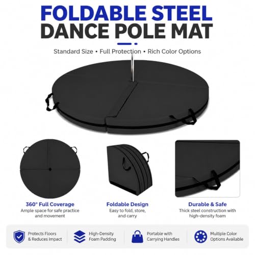 HARELA Round Pole Dance Crash Mat, Stripper Pole Mat with Pearl Cotton Filling & PU Leather, Pole Crash Pad for Studios Exercise Strength Training Home Gym - color: Black, size: 150*3cm/59.1*1.2"