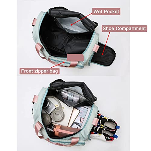 Small Gym Bag for Women, Travel Duffle Bag Carry On Weekender Bag with Shoe Compartment - color: 08#Yellow, style: Gym Bag&toiletry Bag