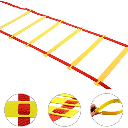 Fitness Agility Ladder Training Equipment, Improve Coordination, Speed, Develop Explosive Power, Strength and Better Footwork,6/8/10/12/14 Rung Agility Ladder + Carry Bag - size: 7 M / 14 Rung