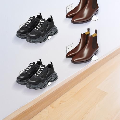 10 Pack Acrylic Floating Shoe Shelves, Clear Wall Mount Display Rack for Sneakers Collection, Shoe Organizer Holder with Hardware, 8x3x2 Inch
