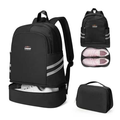 coofay Gym Backpack for Women, Sports Backpack with Shoe Compartment | Small Gym Bag with Toiletry Bag, Waterproof Beach Backpack, Lightweight Travel Backpack for Dance, Volleyball, Workout - color: Black-set, size: Small