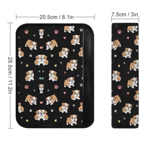 2 Pack English Bulldog Funny Seat Belt Cover Universal Fit Seat Belt Cushion for Kids, Stroller Pushchair High Chair, Neck and Shoulder Support - color: Pattern 1151