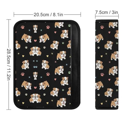 2 Pack English Bulldog Funny Seat Belt Cover Universal Fit Seat Belt Cushion for Kids, Stroller Pushchair High Chair, Neck and Shoulder Support - color: Pattern 1151