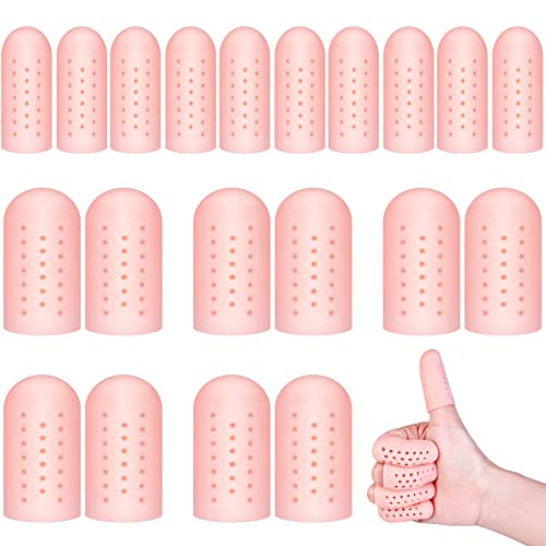 Tondiamo 20 Pieces Silicone Finger Cots Protectors Caps with Holes for Wound, Breathable Cots Finger Cover Sleeves for Cracking, Eczema, Trigger, Blisters, Corn, Broken Toe(Nude Color) - color: Nude Color