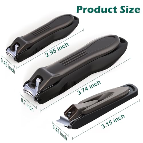 GLAMFIELDS Nail Clipper with Catcher, 3 Pack No Splash Fingernail Toenail Clipper,Slanted Edge Nail Clippers Stainless Steel Nail Cutter Nail Trimmer, Good Gift for Men and Women - size: 3 Pack