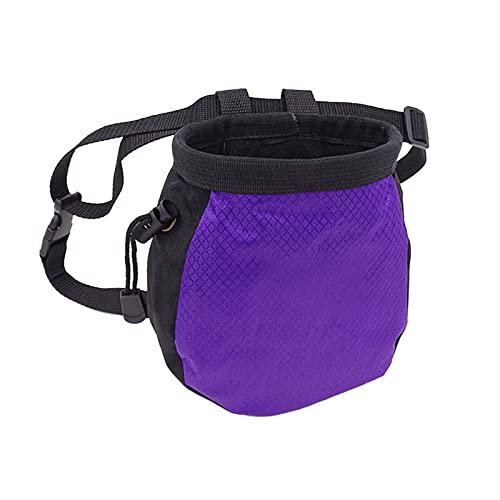 Chalk Bag,Rock Climbing Gear,Metal Powder Bags，with Zippered Pocket and Adjustable Waistband，Suitable for Fitness, Rock Climbing, Track and Field, Weightlifting, Billiards Chalk Bag (Purple)