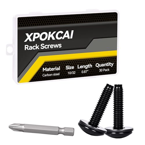 30-Pack Rack Screws 10/32 with Nylon Washers for Server Racks、Routers Enclosures &Audio Equipment Cabinets Server Network Enclosure Mount Screws - color: 10/32（Without cage nut）, size: 30 Pack