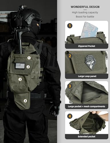 IDOGEAR Tactical Zip-on Panel Pouch Military Backpack Vest Accessory Bag for CPC AVS JPC2.0 - color: Ranger Green
