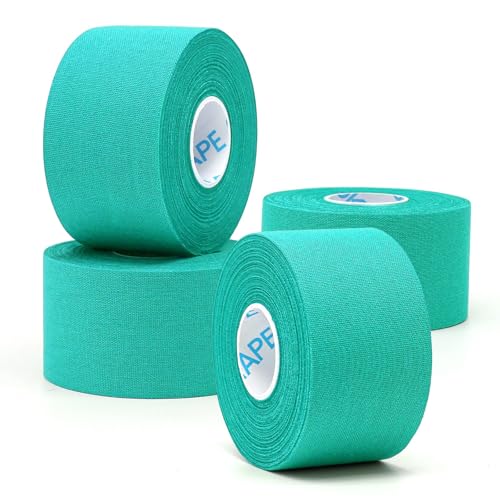 OK TAPE 4 Rolls Athletic Tape, Sports Tape for Injuries, Rigid, Easy Tear Medical Tape, Wrist Tape, No Sticky Residue | Secure Ankle, Finger, Knee- 1.5inch x 15yards (Teal Blue) - color: Tear Blue-4 Rolls, size: 15 yards