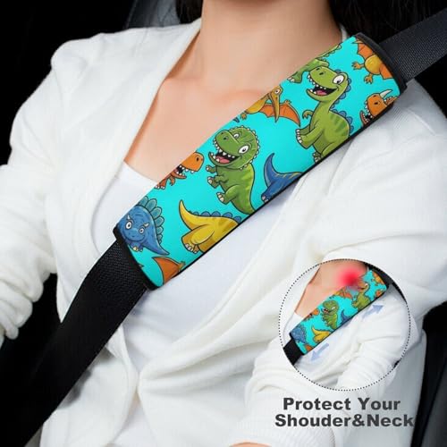 Universal Soft and Comfortable Seat Belt Shoulder Pad for Adult Use, Most Cars, 1 Pair Dinosaurs Harness Pads Strap Anti-Slip Pad - color: Pattern 1087
