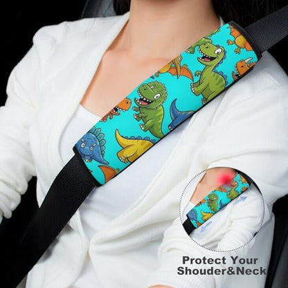 Universal Soft and Comfortable Seat Belt Shoulder Pad for Adult Use, Most Cars, 1 Pair Dinosaurs Harness Pads Strap Anti-Slip Pad - color: Pattern 1087