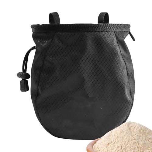 Chalk Bag for Rock Climbing Waterproof Portable Leakproof | Drawstring Chalk Belt Pouch for Outdoor Weight Lifting Training Mountaineering Climber Athlete Instructor - color: Black