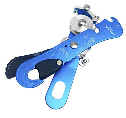 Self-Braking Stop Descender - CE Certified Rescue & Climbing Gear | Auto-Braking with Anti-Panic Function for Rescue, Cave Rappelling, Aerial Work, and Emergency Escape, Fits 9-12mm ropes - color: Blue Descender