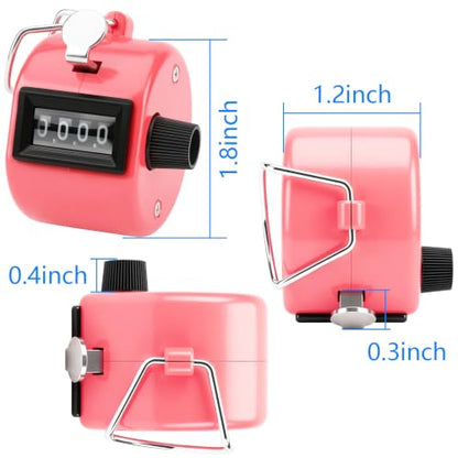 FEBSNOW 2 Pack Tally Counter Clicker 4 Digit Number for School Event | For Row Sport School Event Coaches, Mechanical 4 Digit Counting, Handheld People Clicker Counter - color: White Pink