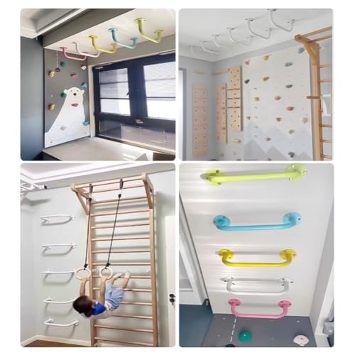 exproyzk 2pcs Carbon Steel Playground Handles - Monkey Bars Heavy Duty Ceiling Grab Bars - for Indoor Outdoor Climbing Frames, Treehouses, Wall Ladders(White) - color: White