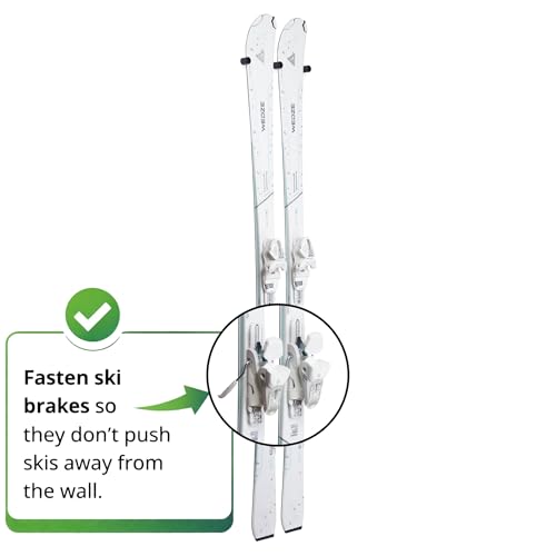Arkorus [NEW] (8 PCS) Ski Wall Mount Storage – Edge-Safe hanger, Modern Floating Vertical Rack, Clip Hook Holder to Securely Store, Hang and Display Skis, Space-Saving Skiing Equipment Organizer