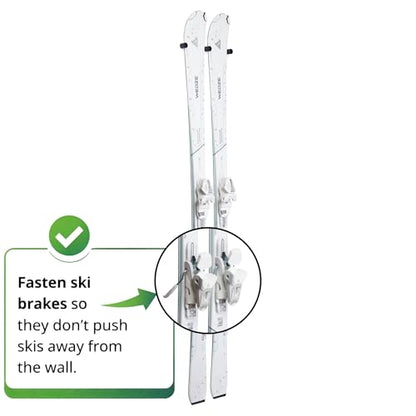 Arkorus [NEW] (8 PCS) Ski Wall Mount Storage – Edge-Safe hanger, Modern Floating Vertical Rack, Clip Hook Holder to Securely Store, Hang and Display Skis, Space-Saving Skiing Equipment Organizer