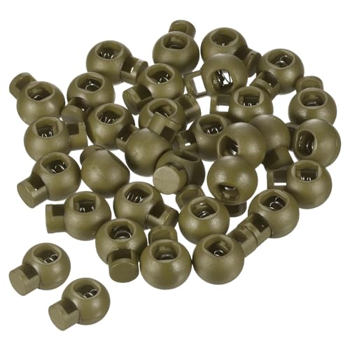 PATIKIL Cord Locks, 100 Pack Ball Spring Toggle Stopper for Drawstring Bag Shoelaces, Olive Drab - color: Olive Drab