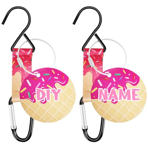 Baseball Dugout Organizer Softball Fence Hooks for Bag Backpack Glove Helmet Water Bottle Baseball Team Gifts for Coach Mom with DIY Name Luggage Tags - color: single hook-pink ice cream drip