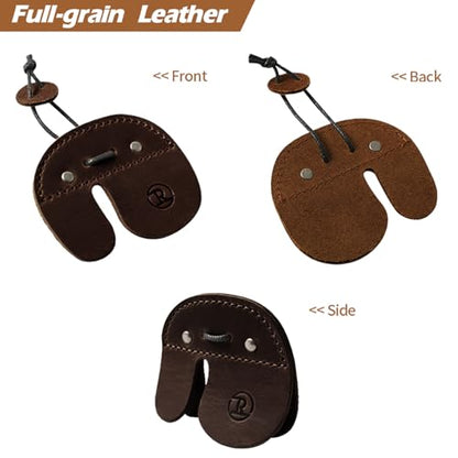 Ringsun Leather Archery Finger Tabs,Handmade Archery Finger Guard for Shooting Practice Gear, Recurve Bow Fingers Tab - color: Red Brown